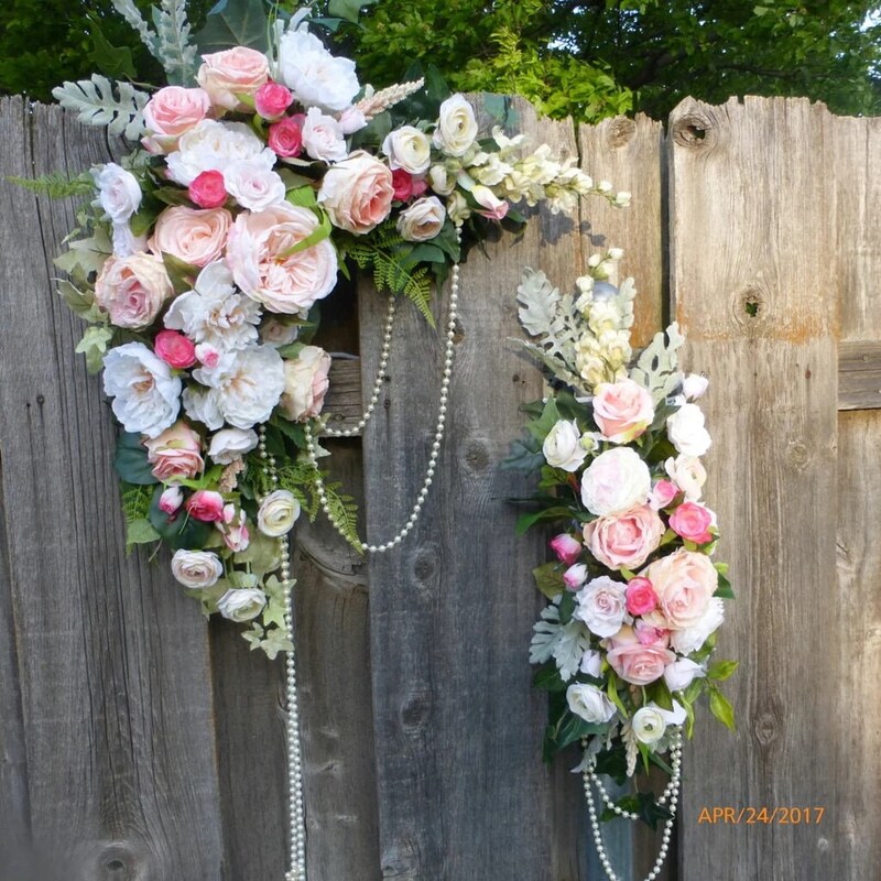 Wedding Arch Flowers, Blush Pink, Fuchsia and White Rose swag